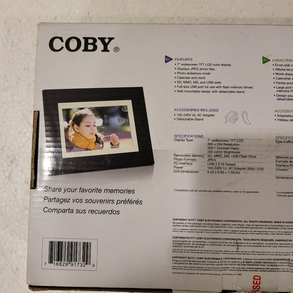 2/$35 Coby 7 inch🔥🔥HOST PICK🔥🔥 digital photo frame new with no tags - Picture 2 of 7